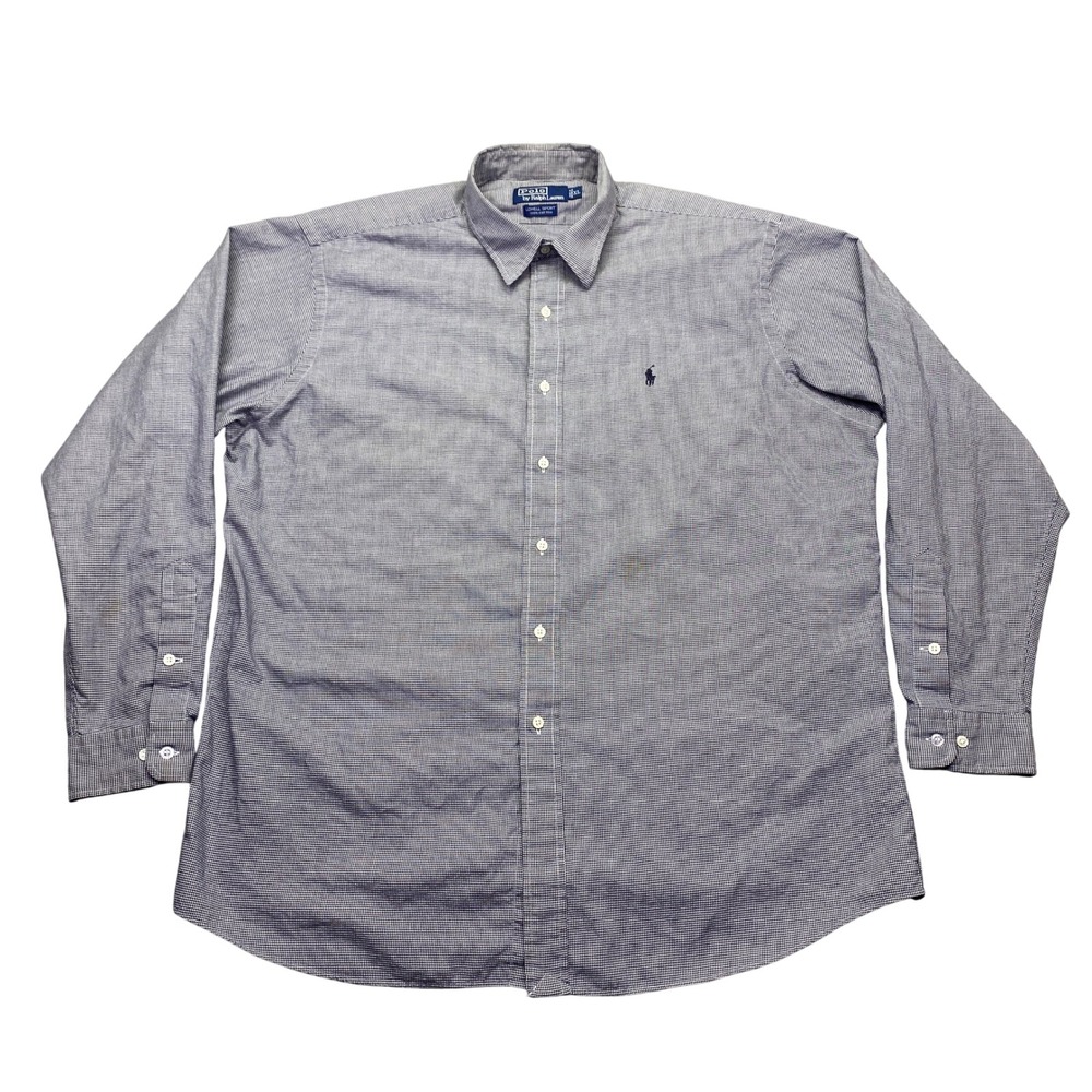 Polo Ralph Lauren Lowell Sport Mens XL Navy White Micro Check Button Down Shirt